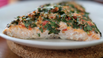 Herb, Tomato, and Nut-Crusted Baked Salmon