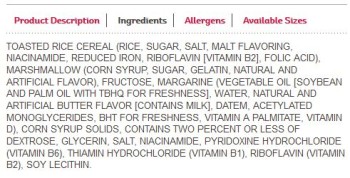 Rice Krispies Treats Ingredients