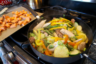 Chicken and sausage stir fry