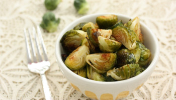 Roasted Brussels Sprouts with Pecans and Balsamic Reduction