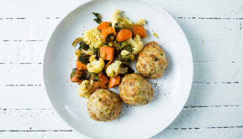 Ginger Chicken Meatballs with Asian Veggie Stir Fry