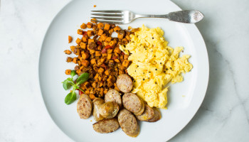 Sweet Italian Sausage Scramble with Sweet Potato Hash