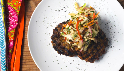 Jalapeno Chicken Burger with Jicama Slaw