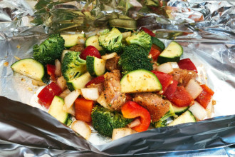 Foil Pack Chicken with Cajun Spice and Vegetables