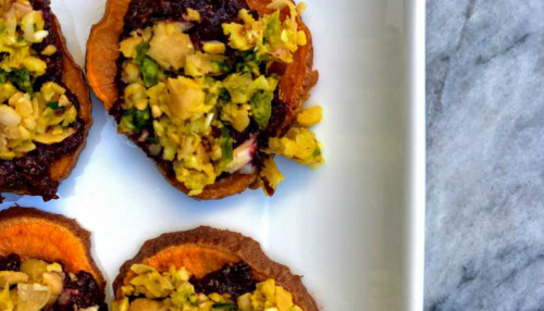 Sweet Potato Beet Pesto Vegan Tuna Bites