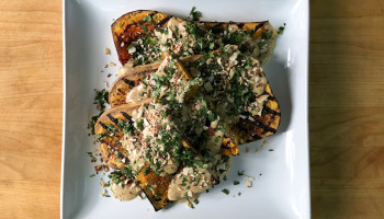 Grilled Butternut Squash with Almond Satay Sauce