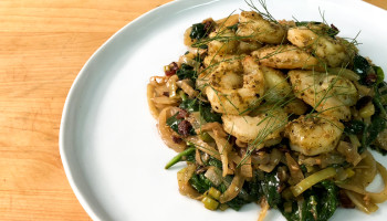 Weeknight Shrimp with Fennel, Spinach, and Leek